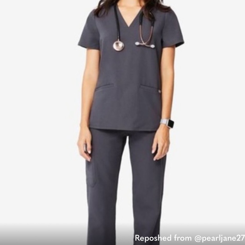 Figs Scrub Set in Original Charcoal Kade Cargo and Casma Top